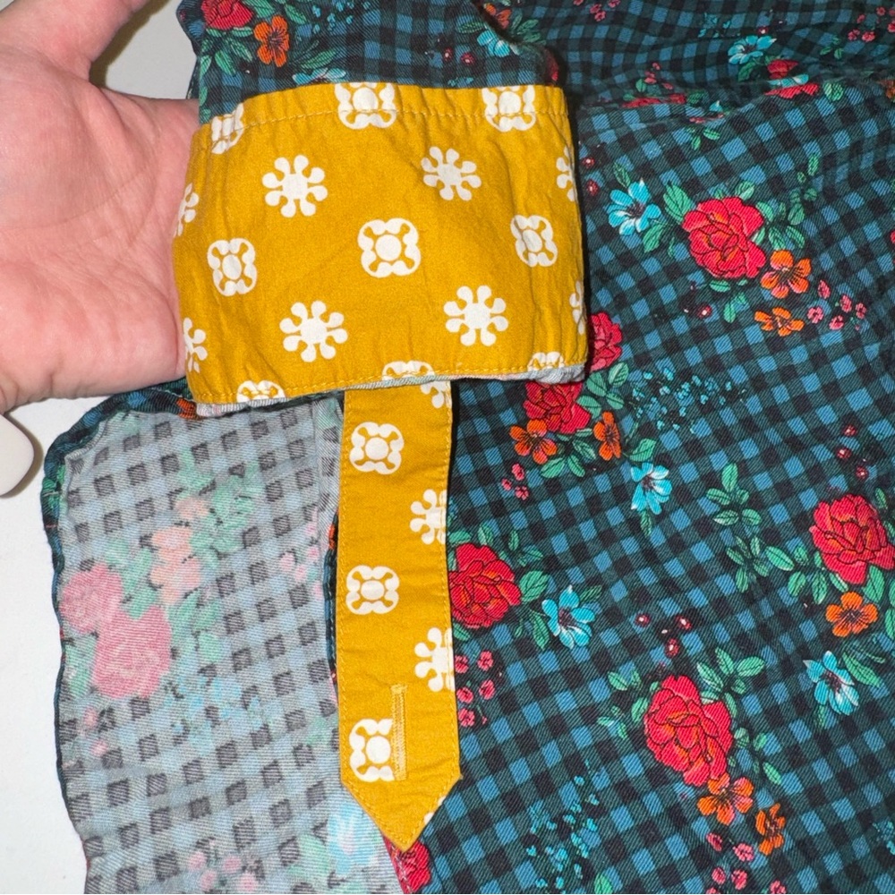 Matilda Jane checkered floral fa la la long sleeve shirt dress green red S - Picture 11 of 16